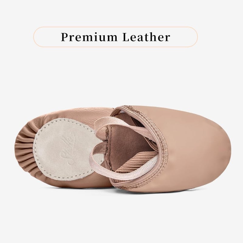 Stelle Leather Half Soles Dance Shoes Womens Lyrical Pirouette Turners Dance Shoes for Turning (Girls/Boys/Men/Adult) (Tan, 4.5/5.5) - Image 2